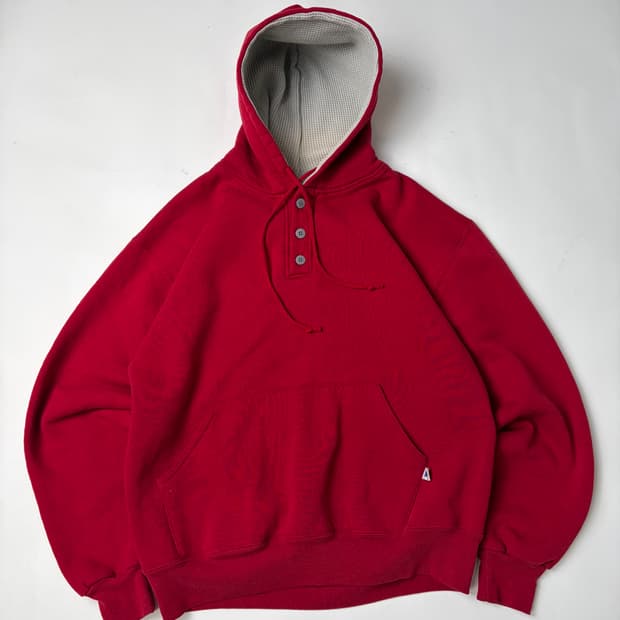 90s Russell Button Hoodie (red)