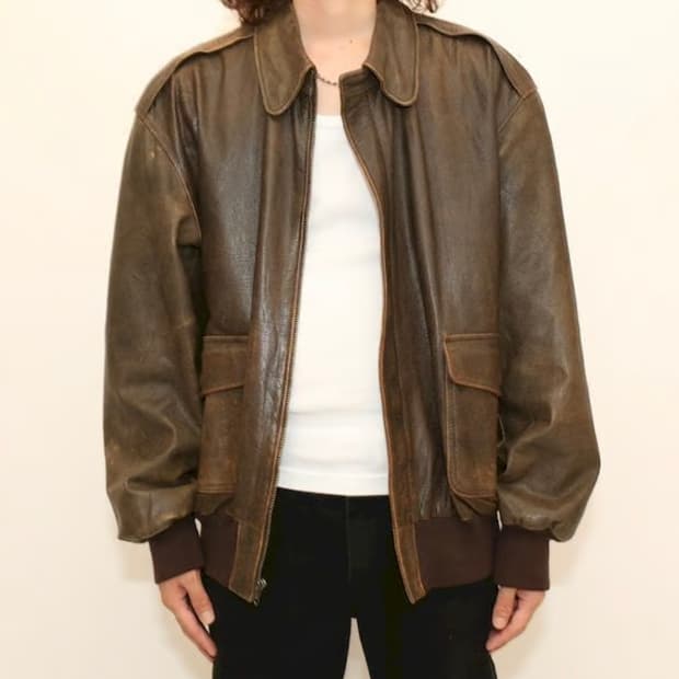 80s USA 엘엘빈 A2 자켓 브라운 고트스킨 40(100-105)