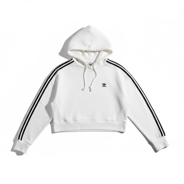 아디다스 크롭 삼선 후드티 M