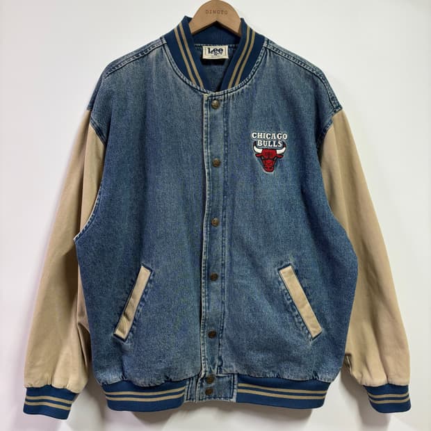 [L] LEE x 시카고불스 90s 빈티지 데님 바시티 자켓