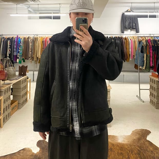 80~90's VTG b-3 shearling jacket 레더 무스탕