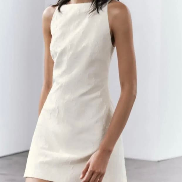 자라 ZARA 자카드 슬리브리스 미니 원피스