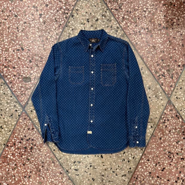 RRL 폴카닷 워크 셔츠 블루 (S)