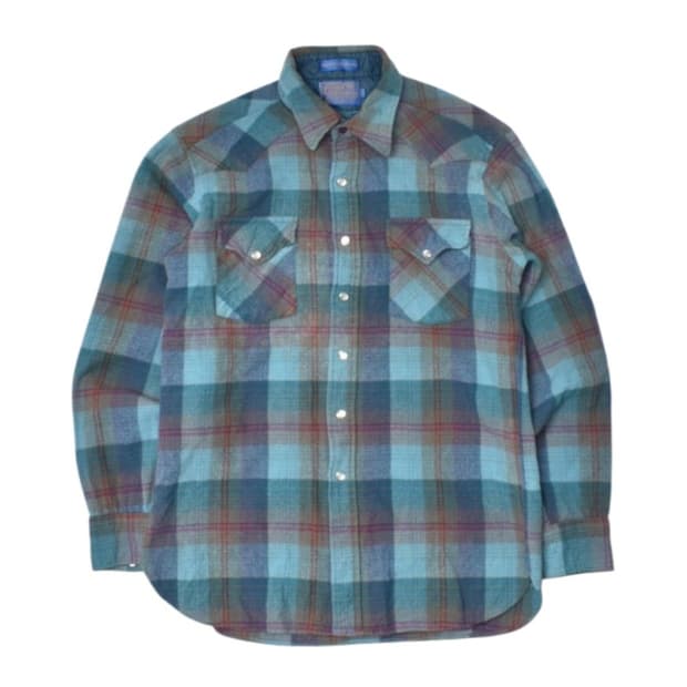 80S 펜들턴 울 체크 웨스턴 체크 셔츠 남방 L