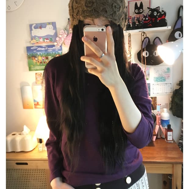 VINTAGE SOFT ROUND LONG SLEEVE PURPLE