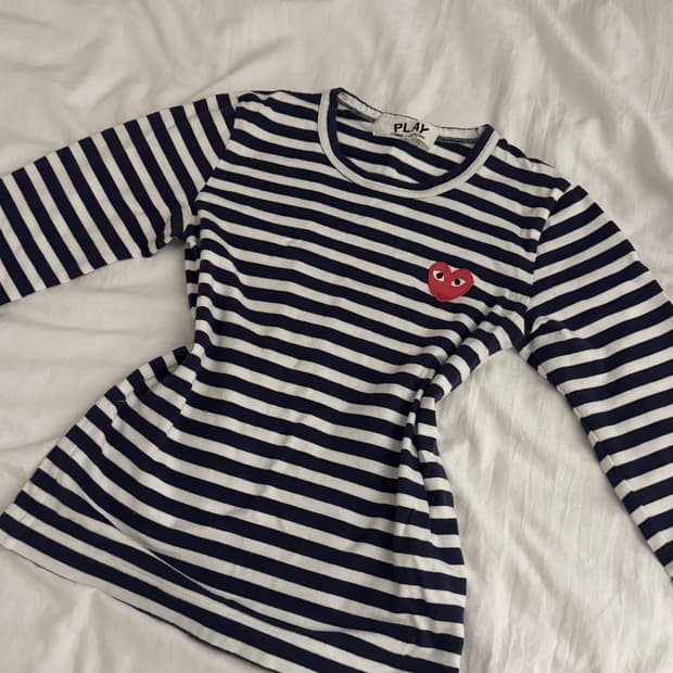 꼼데가르송 네이비 딱붙 롱슬리브 xs