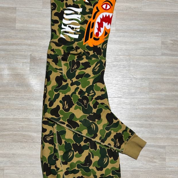 베이프 ABC 카모 타이거 풀 집 후드 아미 그린