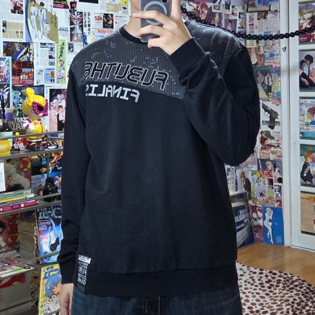 후부 00S 체크 배색 로고 자수 맨투맨 