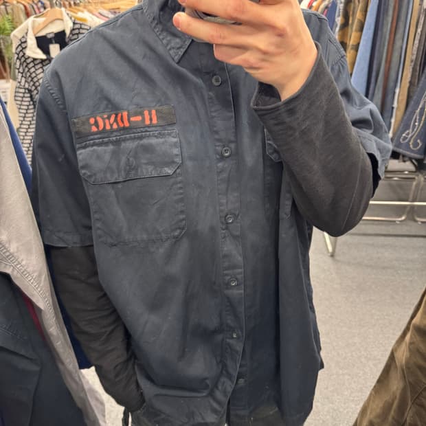 2XL)할리데이비슨 빈티지 자수 워크 반팔 셔츠