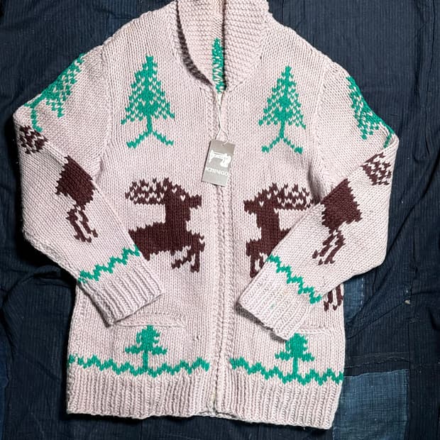 (60‘s 라이트닝 지퍼) 빈티지 사슴 패턴 코위찬 스웨터 105