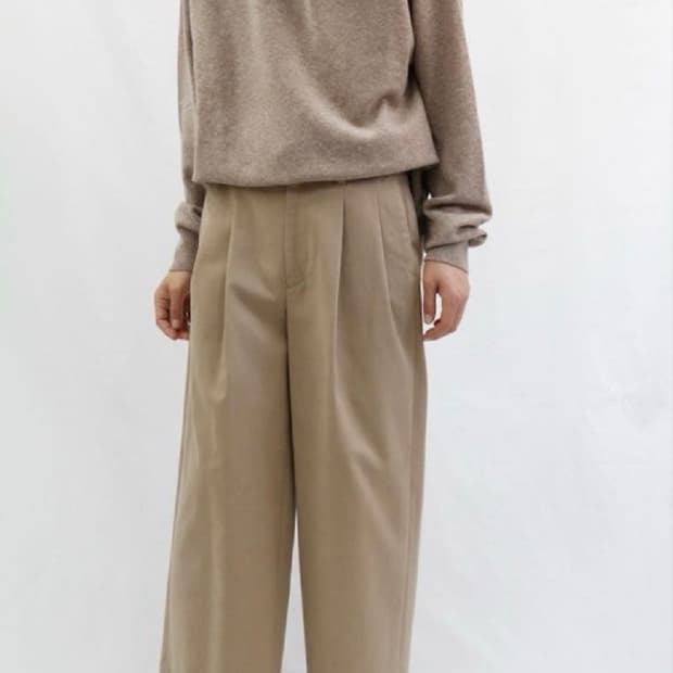 URU TOKYO Cotton Two-Tuck Wide Trousers