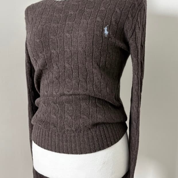 폴로 랄프로렌 꽈배기 케이블 니트 브라운 초코 블루 