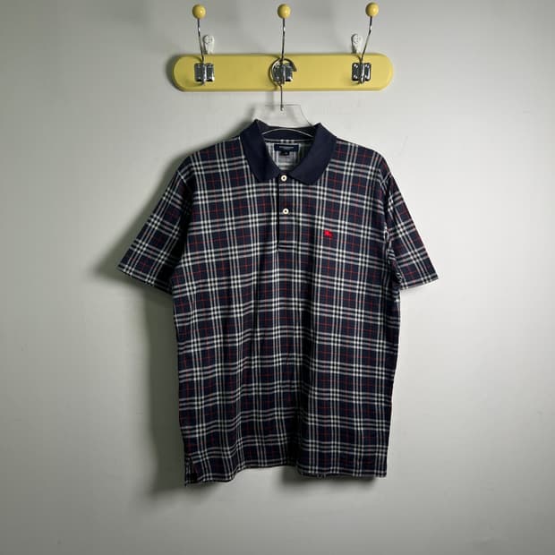 버버리 빈티지 노바 체크 반팔 폴로 셔츠 M