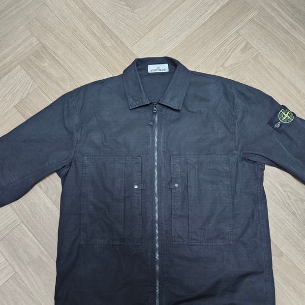 스톤아일랜드 오가닉 코튼 립스탑 오버셔츠 블랙 L 26ss