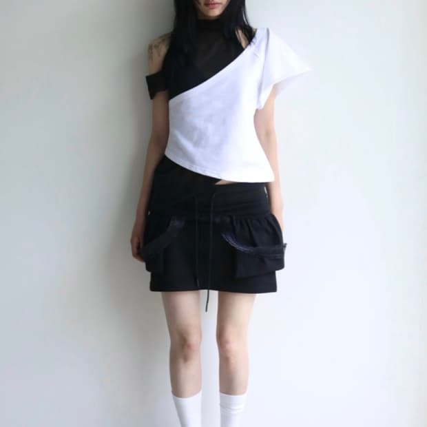 오스하이 SWEAT BALLOON SKIRT BLACK 오스하이 스커트