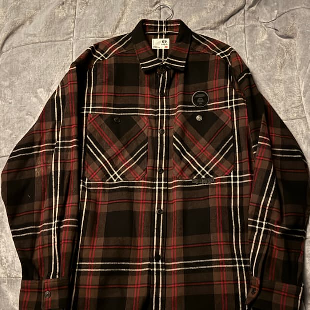 Aape 에이프 울 체크무늬 코치 자켓 