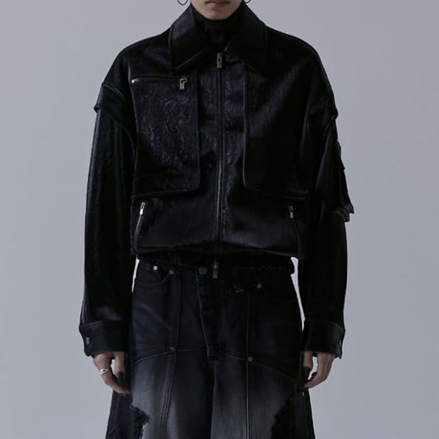 트리밍버드 샤이닝벨벳레더자켓 판매해요