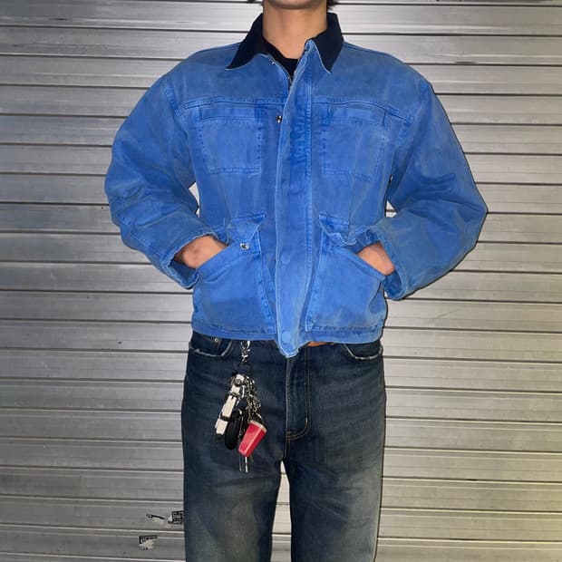 빈티지 스카이블루 워크자켓