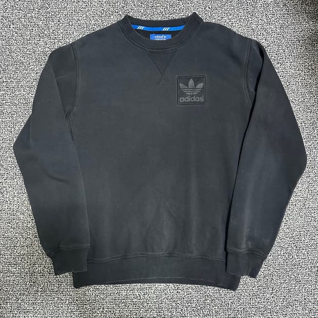 (90) 아디다스 블랙 트레포일 맨투맨 티셔츠