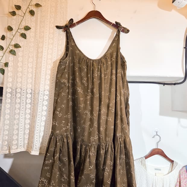 패턴 민소매 원피스