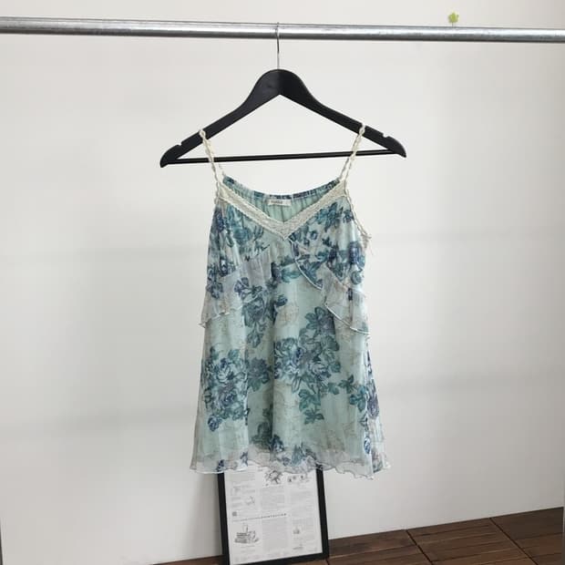 Jpn Mint Floral Sleeveless Top