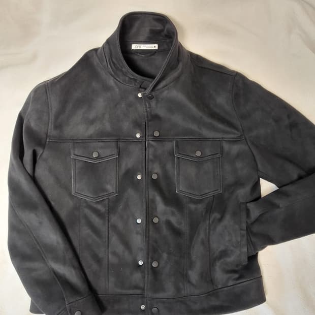 자라 블랙 스웨이드 트러커 자켓