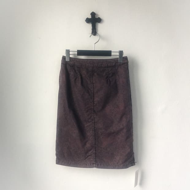 Side zipper point pattern midi skirt