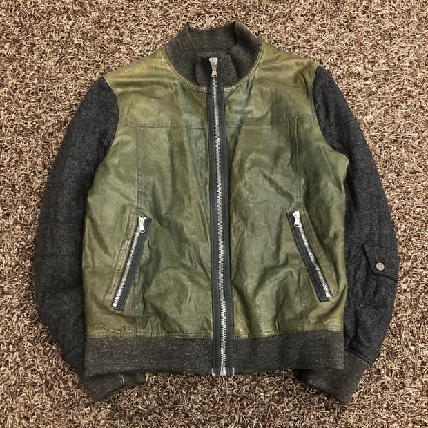 티아이포맨 양가죽 울 레더 가죽 블루종 자켓