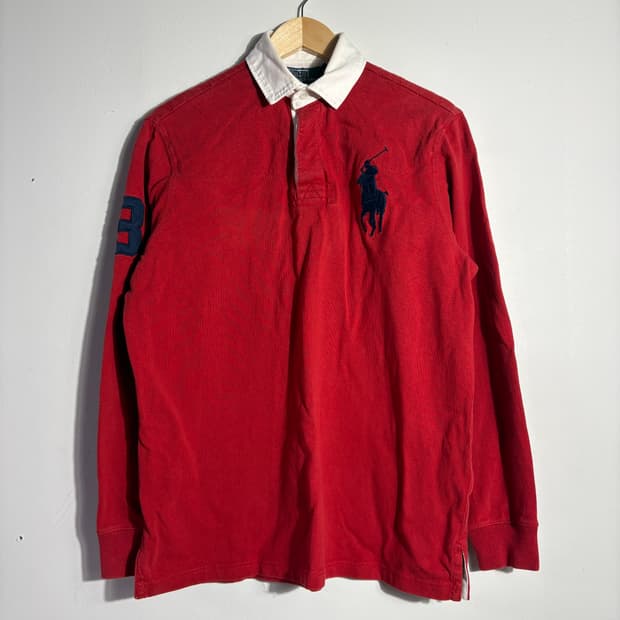 폴로 랄프로렌 레드 빅포니 럭비 카라 긴팔티 (무료배송)