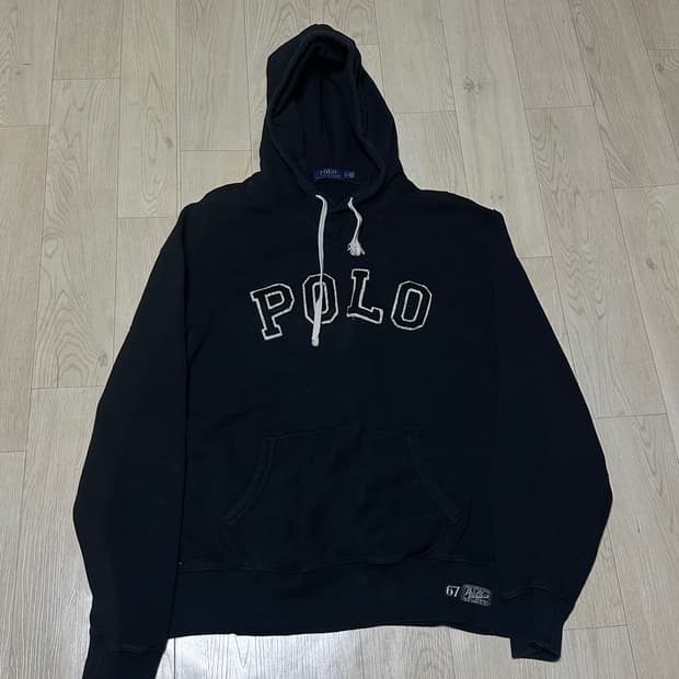 폴로 블랙 스펠아웃 빅로고 후드티