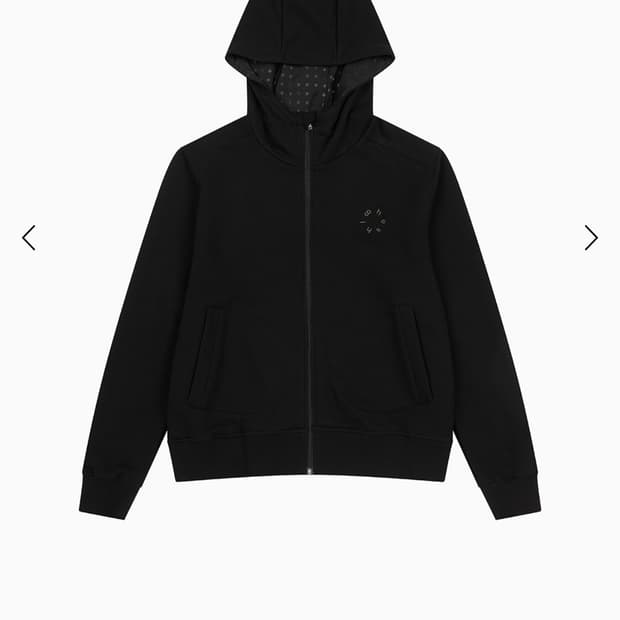 DOT HOODED ZIP-UP, BLACK