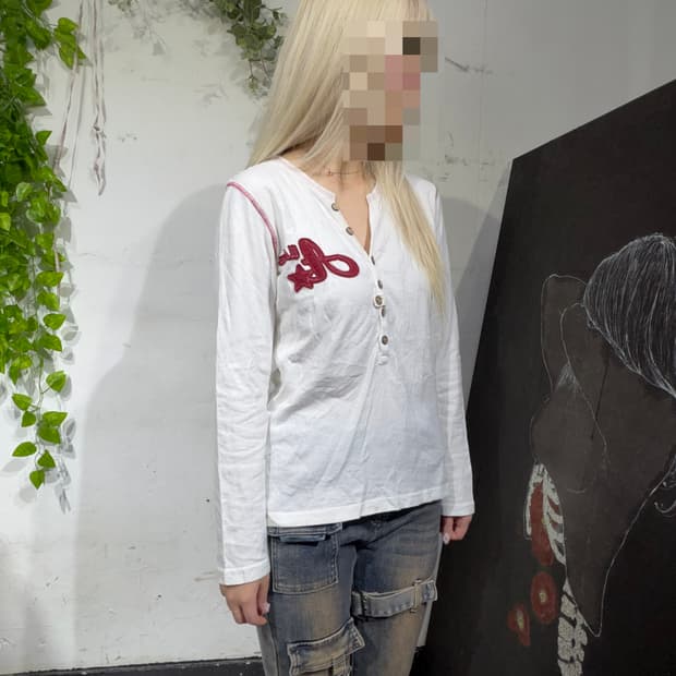 컨버스 화이트 와투케 롱슬리브 긴팔 티셔츠 M