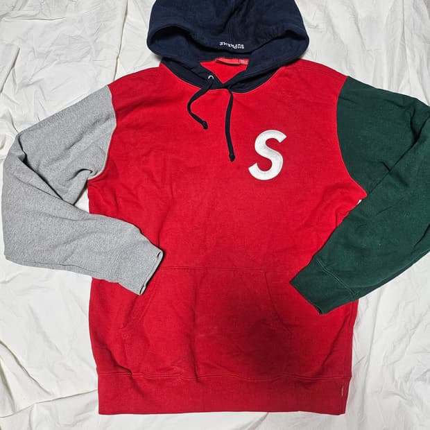 19SS 슈프림 S로고 컬러블록 후드티 후디 L