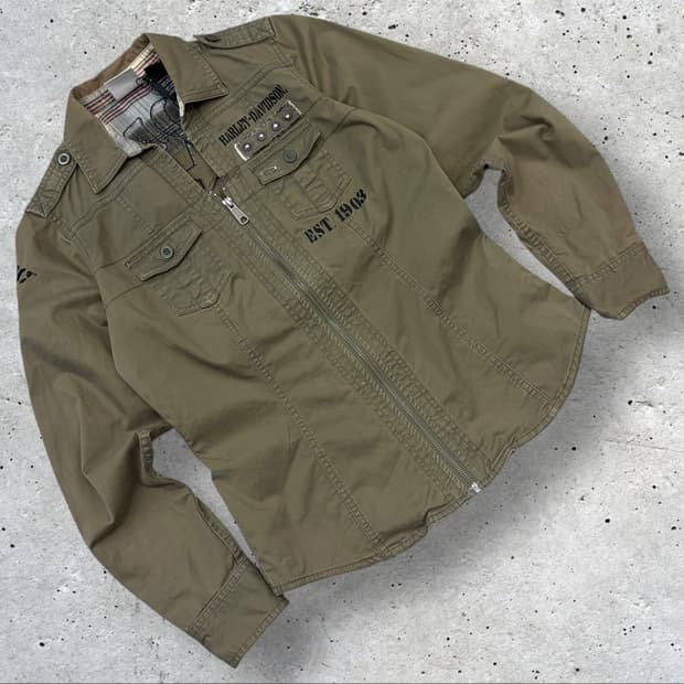 [XS] 할리데이비슨 우먼 카키색 숏 야상 점퍼 B730