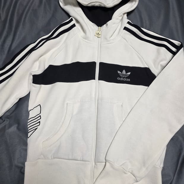 아디다스 오리지널스 트레포일 실버 포인트 화이트 집업 후드 95