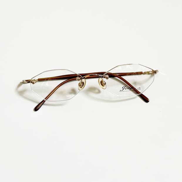 JEEP 골드 무테 스퀘어 메탈 프레임 빈티지 안경