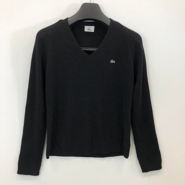 라코스테 골지 브이넥니트 100 패치로고