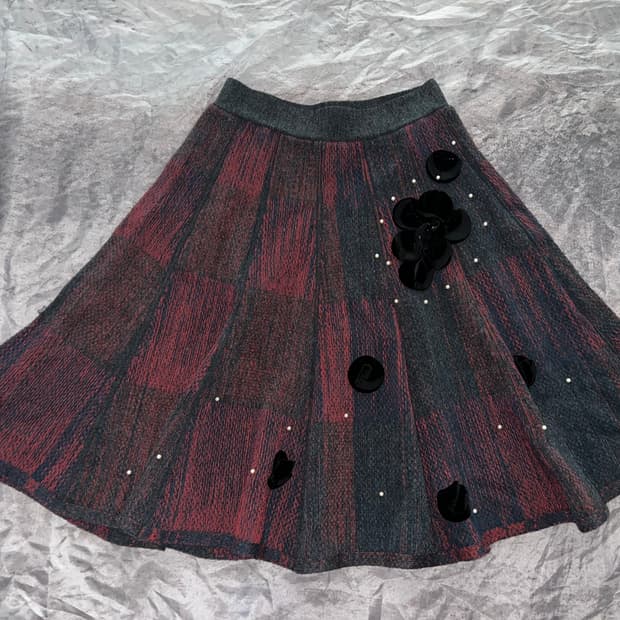 빈티지 니트 플리츠 스커트