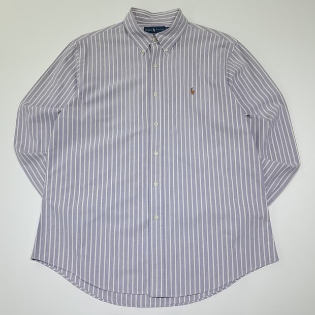 CL947 XL 폴로 커스텀핏 라벤더 스트라이프 옥스포드 셔츠