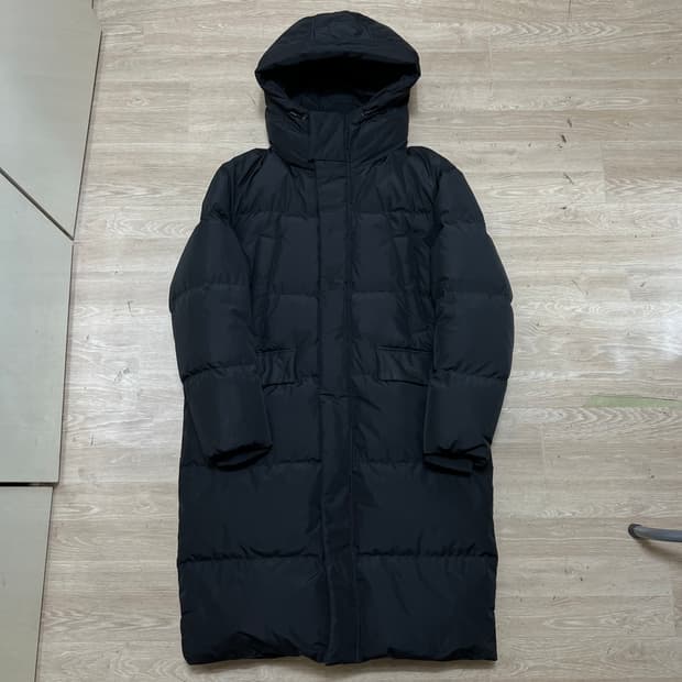 플랙 덕다운 후드 롱패딩 점퍼 [블랙] L/100