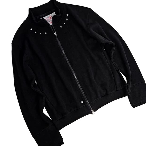 Defka western rivet layered sleeve zipup