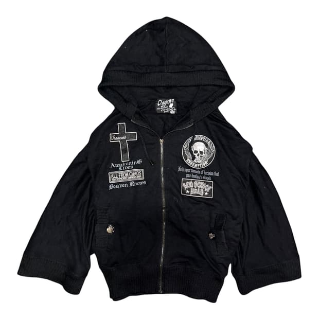 Oggetto 오게토 가오리핏 해골패치 후드집업 펑크y2k갸루