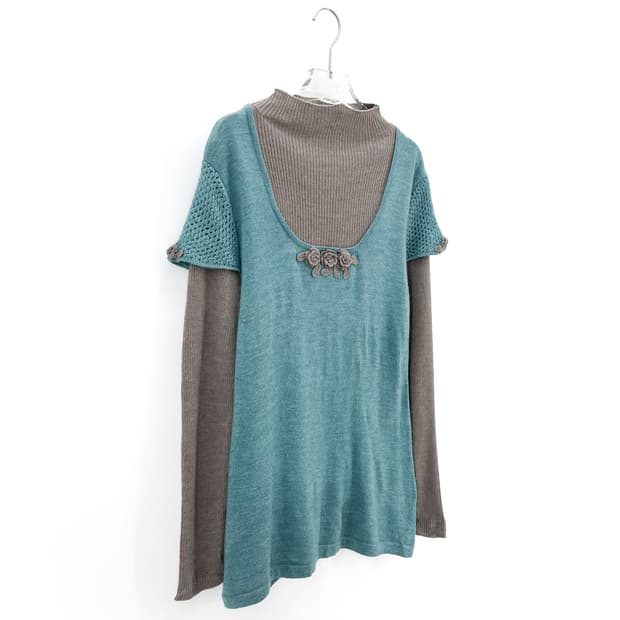 빈티지 울 블렌드 레이어드 니트