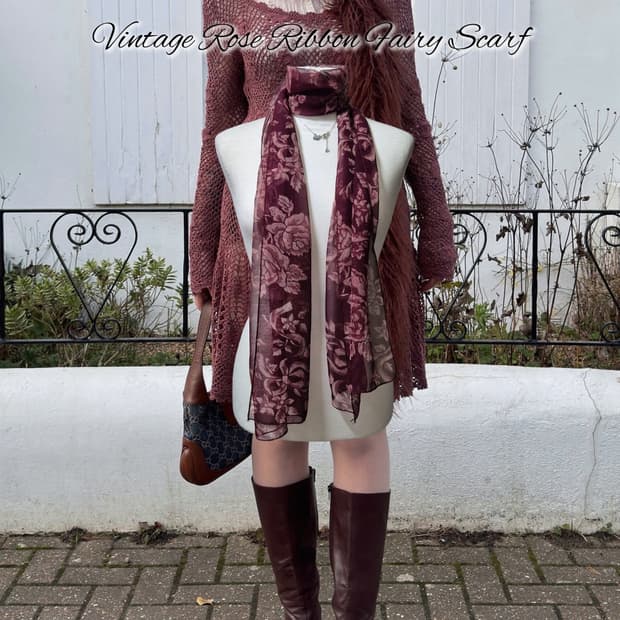 Vintage Rose Ribbon Fairy Scarf