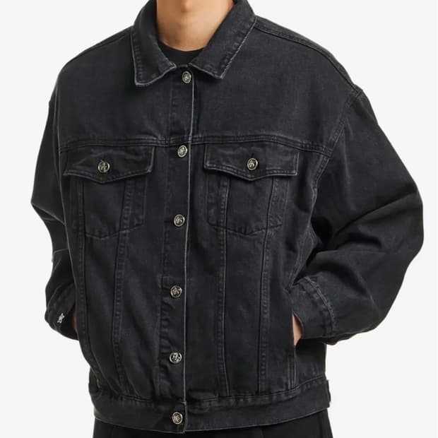 스타팀 데님 버튼업 자켓 블랙