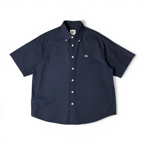 Lee 네이비 로고 릴렉스드핏 반팔 셔츠 S