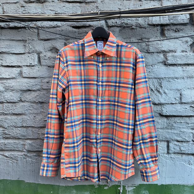 Brooksbrothers 브룩스브라더스 오렌지 체크 셔츠(s)
