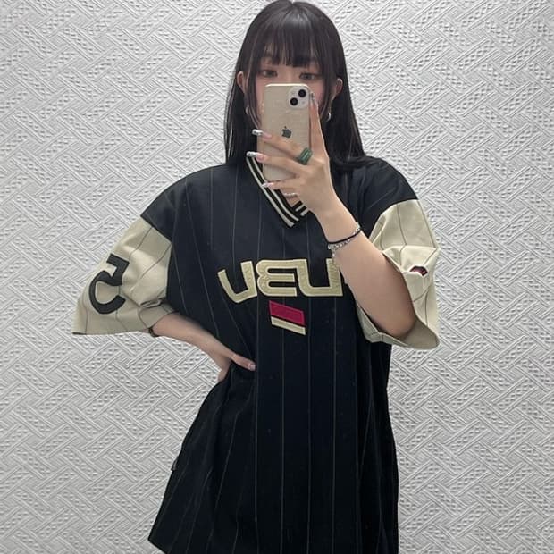 푸부 올드스쿨 레트로 스포티 스트라이프 져지 반팔티 XL C12741