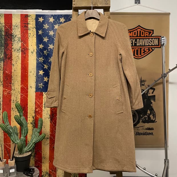 폴로 랄프로렌 헤링본 패턴 트위드 리버시블 코트 자켓