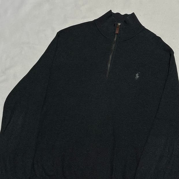 L 폴로랄프로렌 그레이 포니 챠콜 반집업 니트